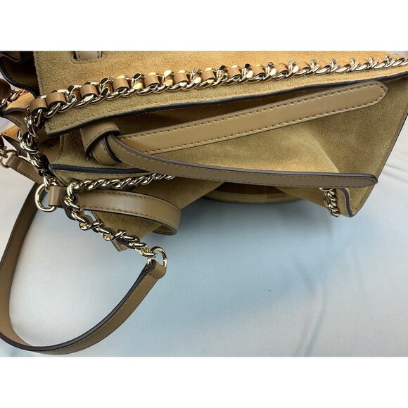 Michael Kors Mina Large Suede Chain Shoulder Bag Color Deer - Picture 7 of 10